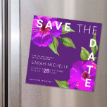 Bat Mitzvah Save the Date Purple Floral Watercolor<br><div class="desc">Make sure all your friends and relatives will be able to celebrate your daughter’s milestone Bat Mitzvah! Send out this chic, stunning, purple pink floral watercolor with simple, modern san serif type against a dark purple plum background, personalised “Save the Date” magnetic announcement card. Personalise the custom text with your...</div>