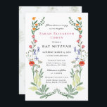Bat Mitzvah Secret Garden Invitation<br><div class="desc">Elegant Garden Bat Mitzvah invitation features colourful boho vintage style wildflower illustrations. Personalise with your information or click "Click to customise further" to edit font styles,  size and colours.</div>
