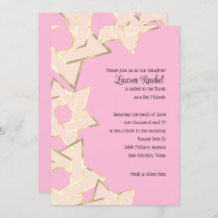 Bat Mitzvah Sheer Gold Star of David on Any Colour Invitation