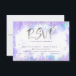 Bat Mitzvah silver foil purple watercolor entrée RSVP Card<br><div class="desc">Be proud, rejoice and showcase this milestone of your favourite Bat Mitzvah! Include this stunning, modern, sparkly silver faux foil and glitter dots and typography script against a soft purple watercolor background, personalised RSVP insert card for your event. Personalise the custom text with the “reply by” date and entrée choice...</div>