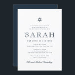 Bat Mitzvah Simple Modern Star of David Invitation<br><div class="desc">Composed of playful script and san serif typography; All against a backdrop of white background. 

This is designed by Select Party Supplies,  exclusive for Zazzle.

Available here:
http://www.zazzle.com/store/selectpartysupplies</div>