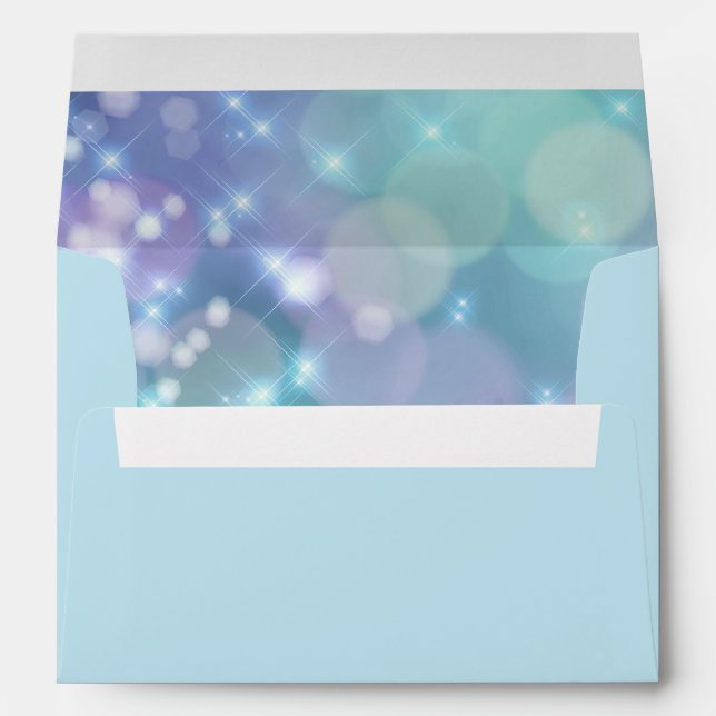 Bat Mitzvah Sparkle Lights Blue and Purple Envelope (Back (Bottom))