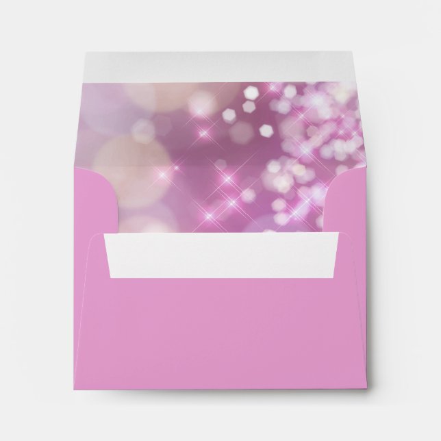 Bat Mitzvah Sparkle Lights Pink Envelope (Back (Bottom))