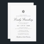 Bat Mitzvah Star of David Minimalist Modern Invitation<br><div class="desc">Design is composed of sans serif typography and playful cursive script typography on a simple background. 

Available here:
http://www.zazzle.com/store/selectpartysupplies</div>