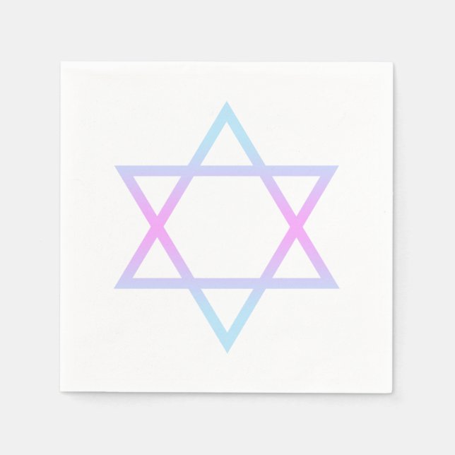 Bat Mitzvah Star of David Modern Pink Blue Purple Napkin (Front)
