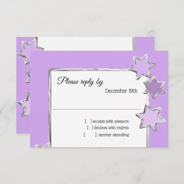Bat Mitzvah Stars Any Colour RSVP Invitation (Front/Back)