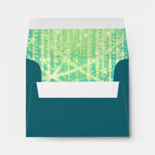Bat Mitzvah Teal Blue Lime Green Sparkly ights Envelope