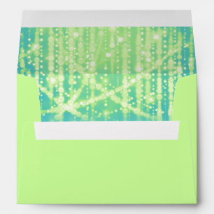 Bat Mitzvah Teal Blue Lime Green Sparkly ights Envelopes