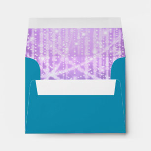 Bat Mitzvah Turquoise Blue Purple Sparkly Lights Envelopes
