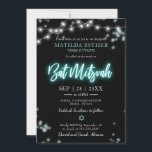 Bat Mitzvah Turquoise Neon Themed Invitation<br><div class="desc">We’re excited to introduce our modern calligraphy neon-inspired suite for a glow Bar or Bat Mitzvah! This fun collection includes everything you need, from napkins and paper plates to a welcoming sign and more. If you have any questions or need help with personalisation, just send us a message. PLEASE NOTE:...</div>