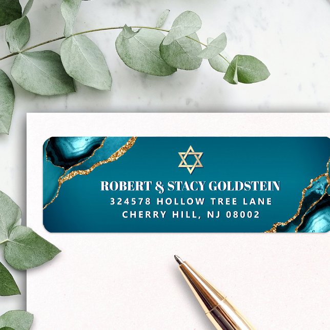 Bat Mitzvah Turquoise Ombre Gold Agate Address (Creator Uploaded)