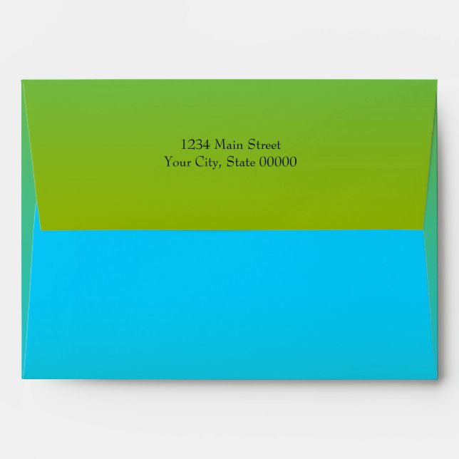 Bat Mitzvah Turquoise to Green Ombre with Star Envelopes (Back (Top Flap))