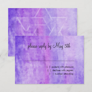 Bat Mitzvah Watercolor Streak Purple Star of David RSVP Card