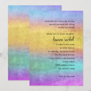 Bat Mitzvah Watercolor Streaks Invitation