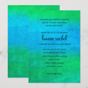 Bat Mitzvah Watercolor Streaks Invitation