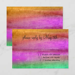 Bat Mitzvah Watercolor Streaks RSVP Card