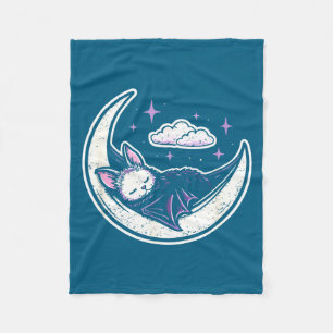 Bat moon creepy cute kawaii pastel goth purple alt fleece blanket
