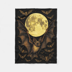 Bat Moon Halloween Gothic Spooky Nature Night  Fleece Blanket