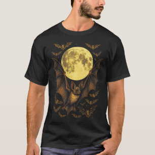 Bat Moon Halloween Gothic Spooky Nature Night  T-Shirt