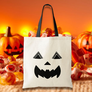 Bat-Mouth Jack O’Lantern with Lined Triangle Eyes Tote Bag