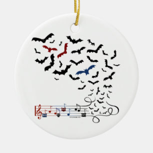 Bat Music Design 2 Ceramic Tree Decoration