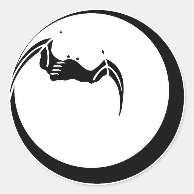 Bat on the moon classic round sticker (Front)