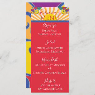 Bat or Bar Mitzvah Elegant Sparkly Swirl Food Menu