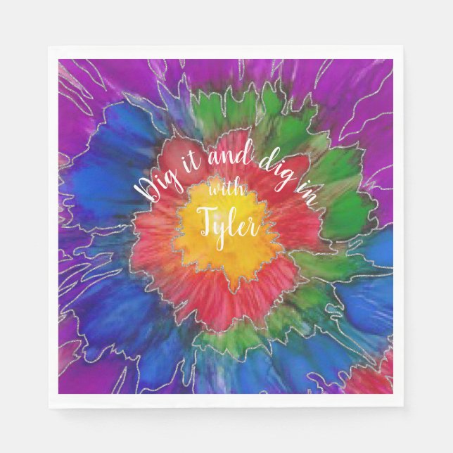 Bat or Bar Mitzvah Napkin Colourful Inks (Front)