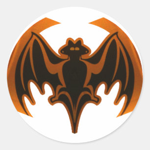 Bat Orange The MUSEUM Zazzle Gifts Classic Round Sticker