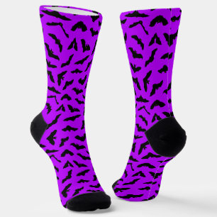 Bat Pattern Purple Halloween Socks