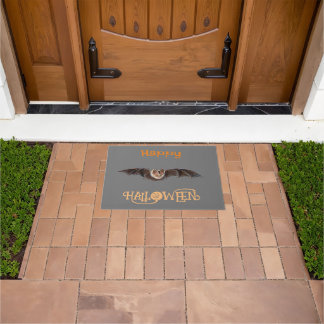 Bat Pipistrellus Illustration Happy Halloween Doormat