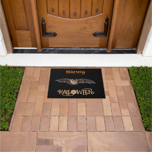 Bat Pipistrellus Illustration Happy Halloween Doormat