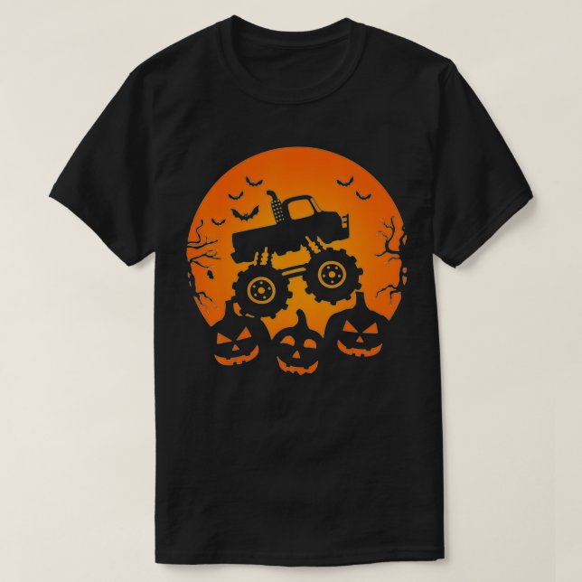 Bat Pumpkin Costume Monster Truck Halloween T-Shirt (Design Front)