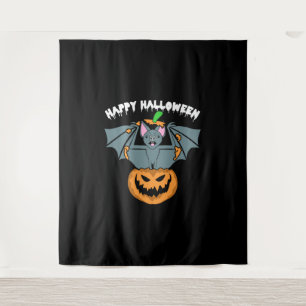 Bat Pumpkin Halloween Outfit Men Women Kids Tapestry