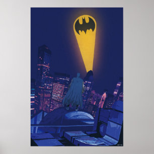 Bat Signal Over Gotham Poster