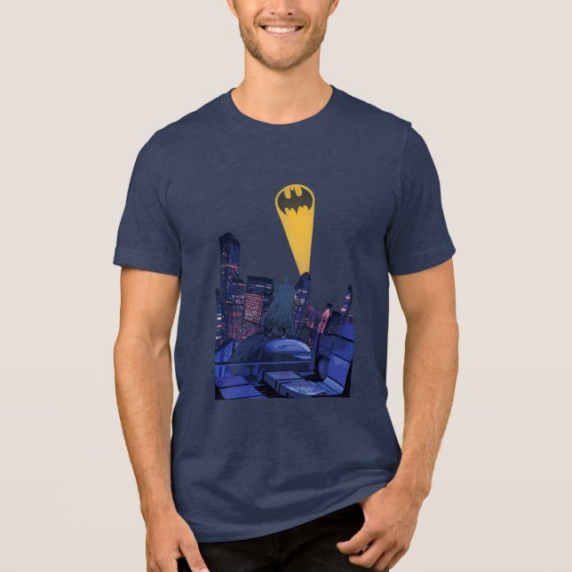 Bat Signal Over Gotham Tri-Blend Shirt (Front)
