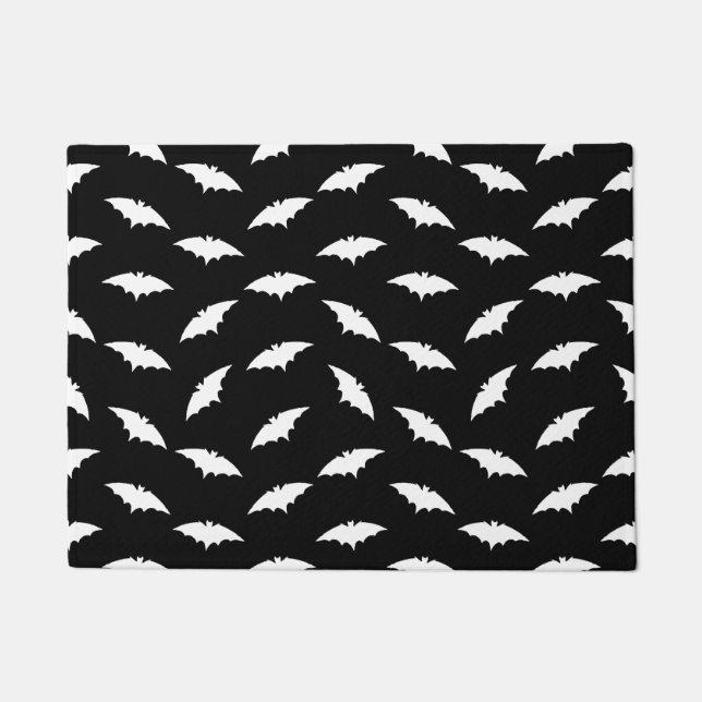 Bat Silhouette Shape Art Pattern Halloween Bats Doormat (Front)