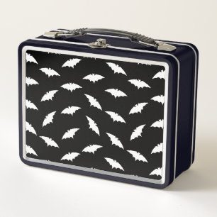 Bat Silhouette Shape Art Pattern Halloween Bats Metal Lunch Box
