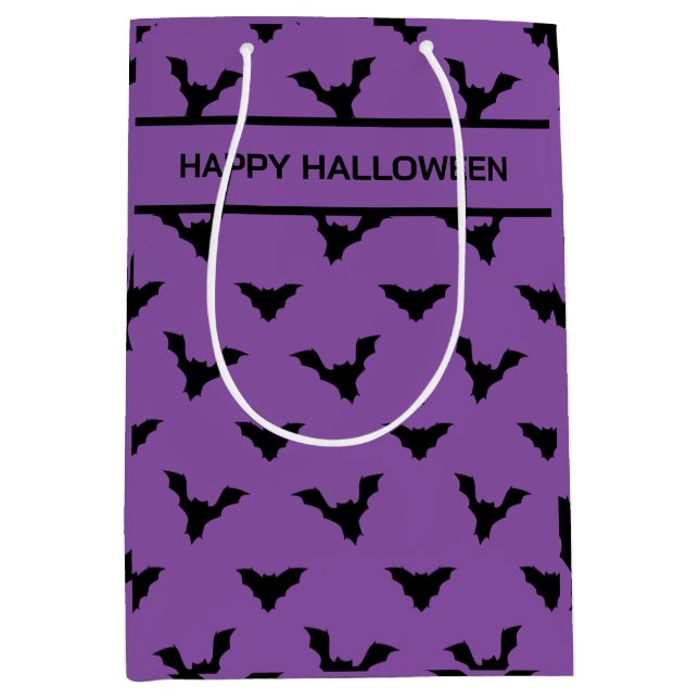bat silhouettes pattern purple medium gift bag (Front)