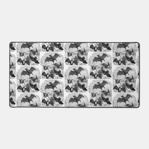 Bat Sketch Halloween Pattern Desk Mat