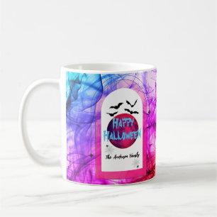 Bat & Spider Name Colourful Modern Happy Halloween Coffee Mug