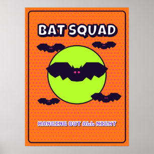 Bat Squad Neon Halloween Wall Art