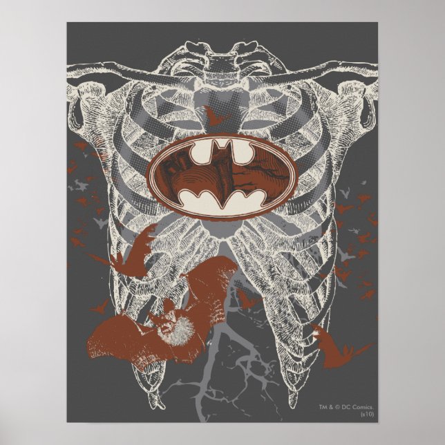 Bat Symbol Ribcage Vintage Collage Poster (Front)