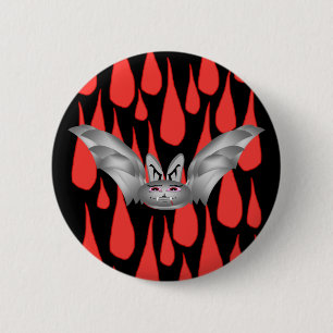 Bat T (silver) + drops 6 Cm Round Badge