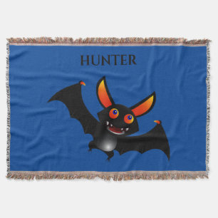 Bat throw blanket with personalized name.