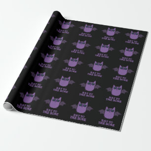 Bat To The Bone Funny Animal Pun Dark BG Wrapping Paper