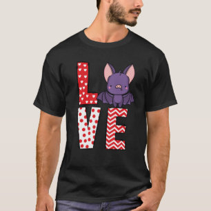 Bat Valentines Day Love Valentine Cute Hearts T-Shirt