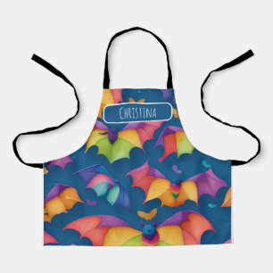 Bat Watercolor Colourful Personalised Pattern Apron