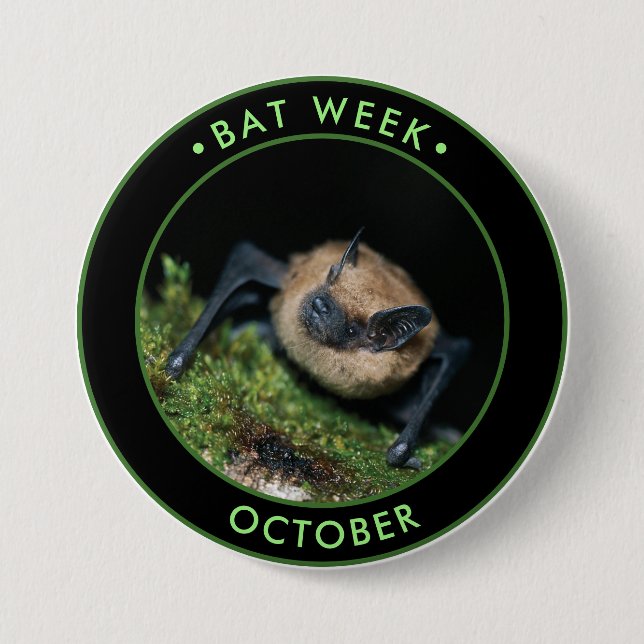 Bat Week, cute brown bat 7.5 Cm Round Badge (Front)