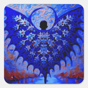Bat Wing Creature With Awesome Blue Wingspread Square Sticker